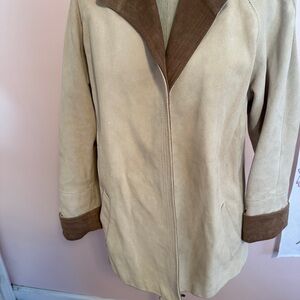 Vintage coastal cowgirl Jordache Cream and Brown Suede Trench Coat